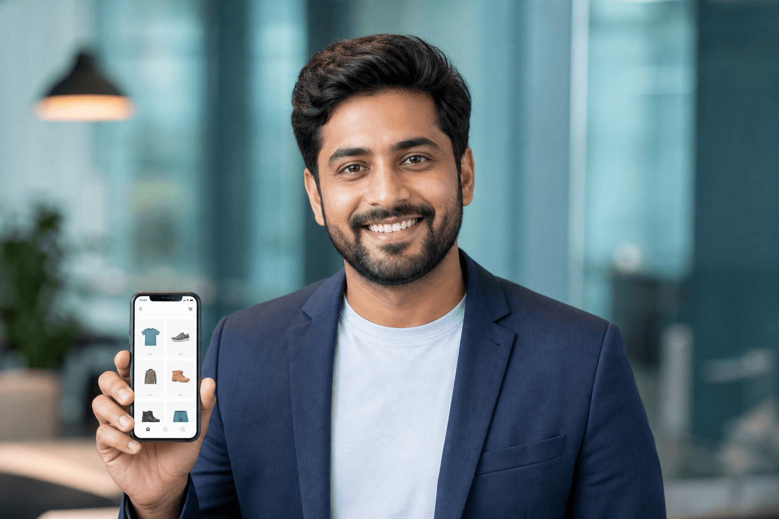 Store owner managing their online shop on a phone